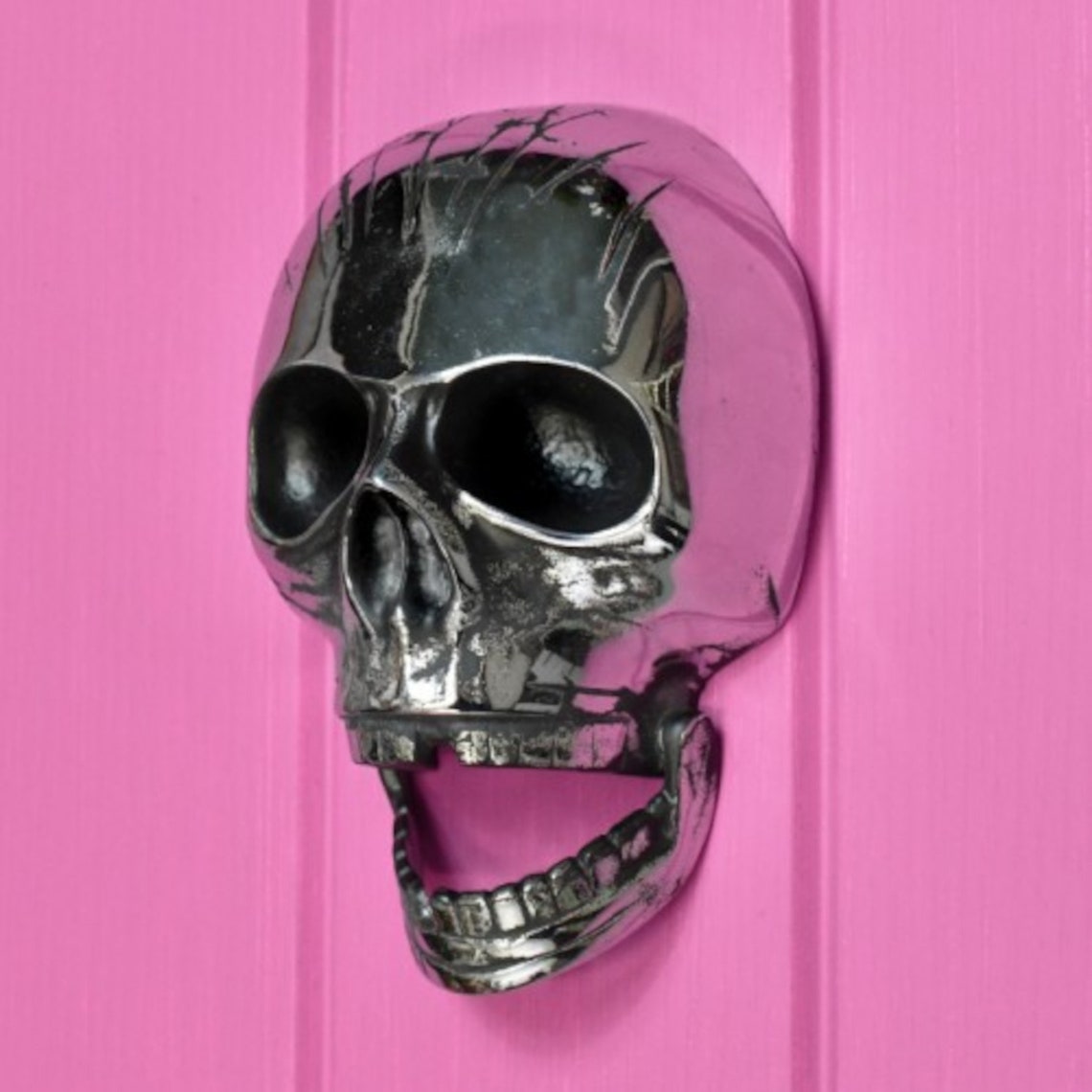 Skull Door Knocker/ Chrome Brass Deluxe Skull/ Gothic Etsy