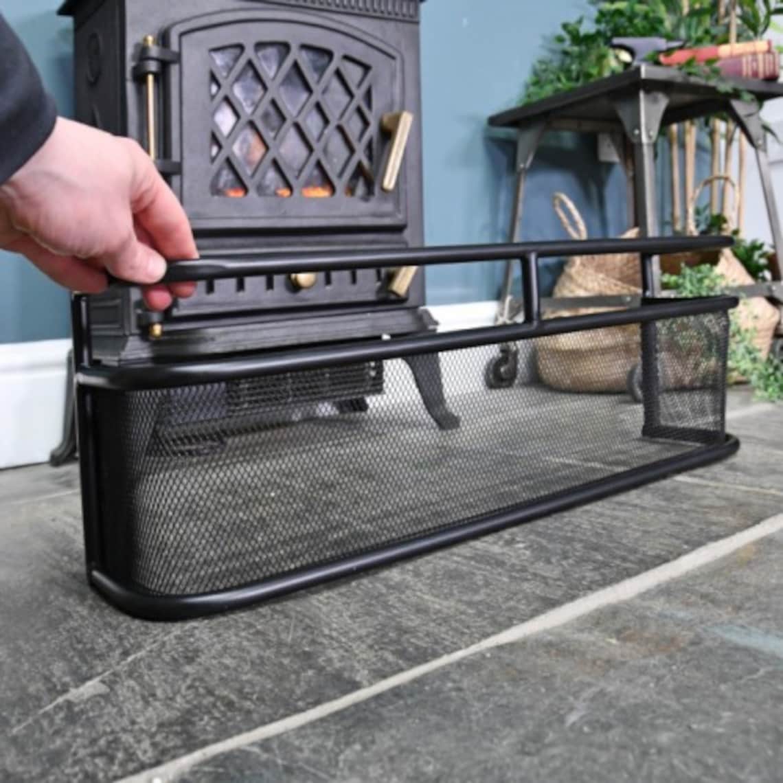 Black Low Fireside Fender Guard/ Steel Fireguard/ Mesh Insert Etsy