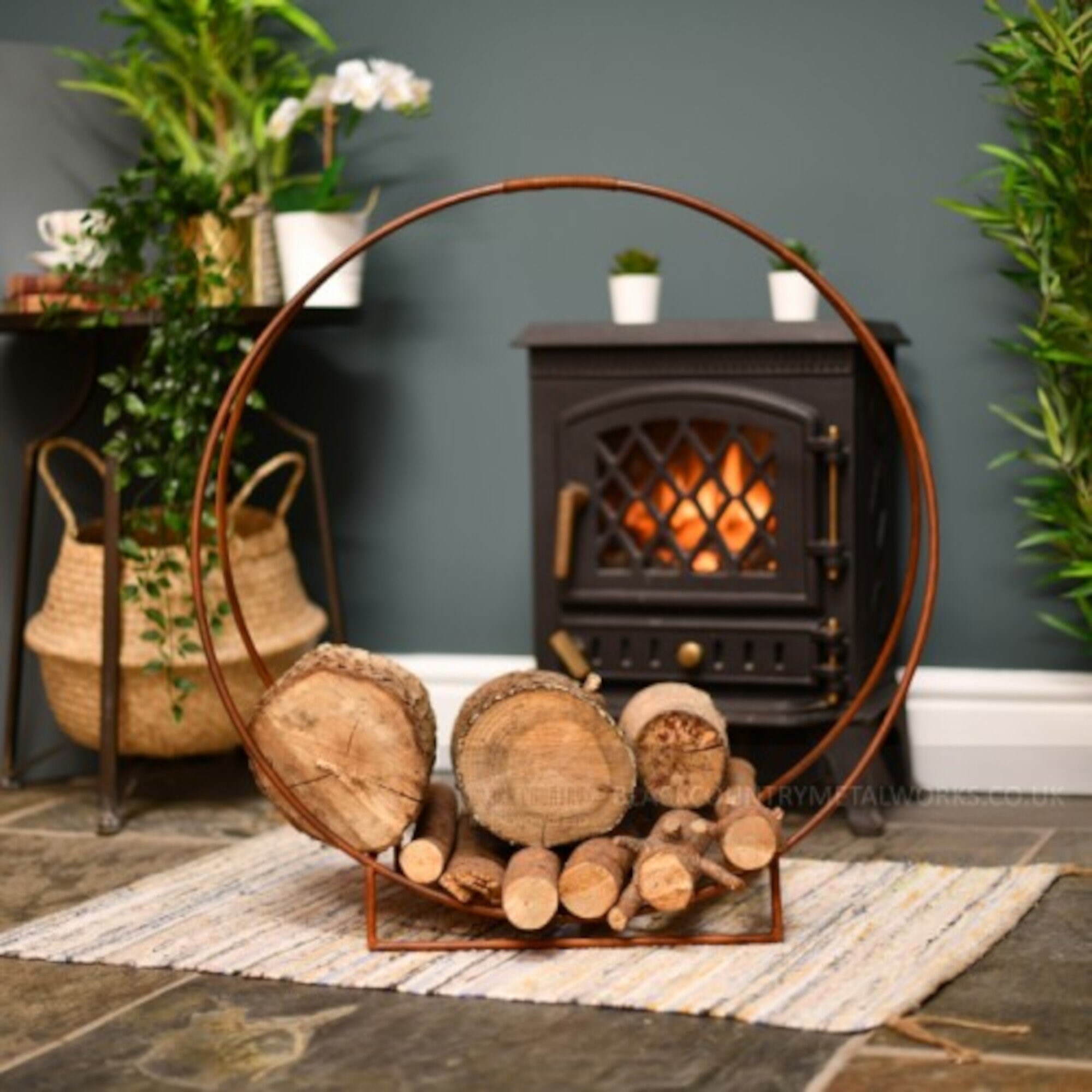 Rustic Contemporary Wrought Iron Log Rack/Industrial Style Etsy