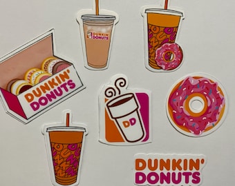 Dunkin sticker pack, dunkin donuts sticker bundle, iced coffee sticker, donut sticker, planner stickers