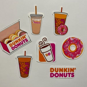 Dunkin sticker pack, dunkin donuts sticker bundle, iced coffee sticker, donut sticker, planner stickers