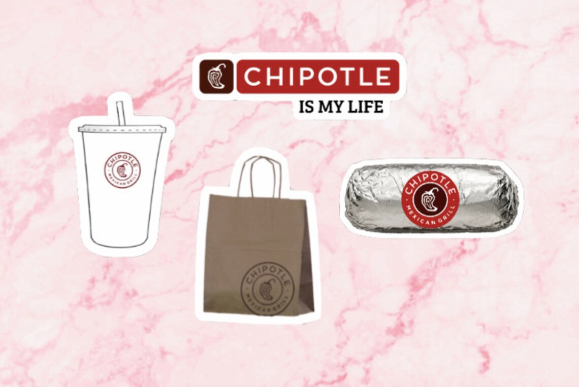 Chipotle Stickers Chipotle Sticker Pack Food Stickers Etsy