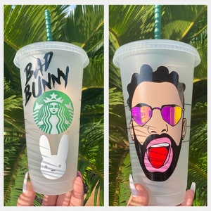 bad bunny starbucks cold cup, bad bunny custom cup, benito cup