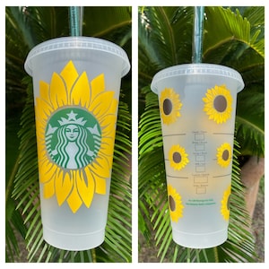 Sunflower Starbucks cup, custom Starbucks cold cup, personalized Starbucks venti cold cup, sunflowers