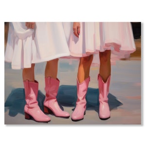 Retro Pink Cowgirl Boots Print: Girly Western Art (Digital Download)