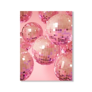 Disco ball print, Preppy prints, Disco prints, Pink disco ball print, Girly prints, Disco wall print, Aesthetic posters, Disco ball download