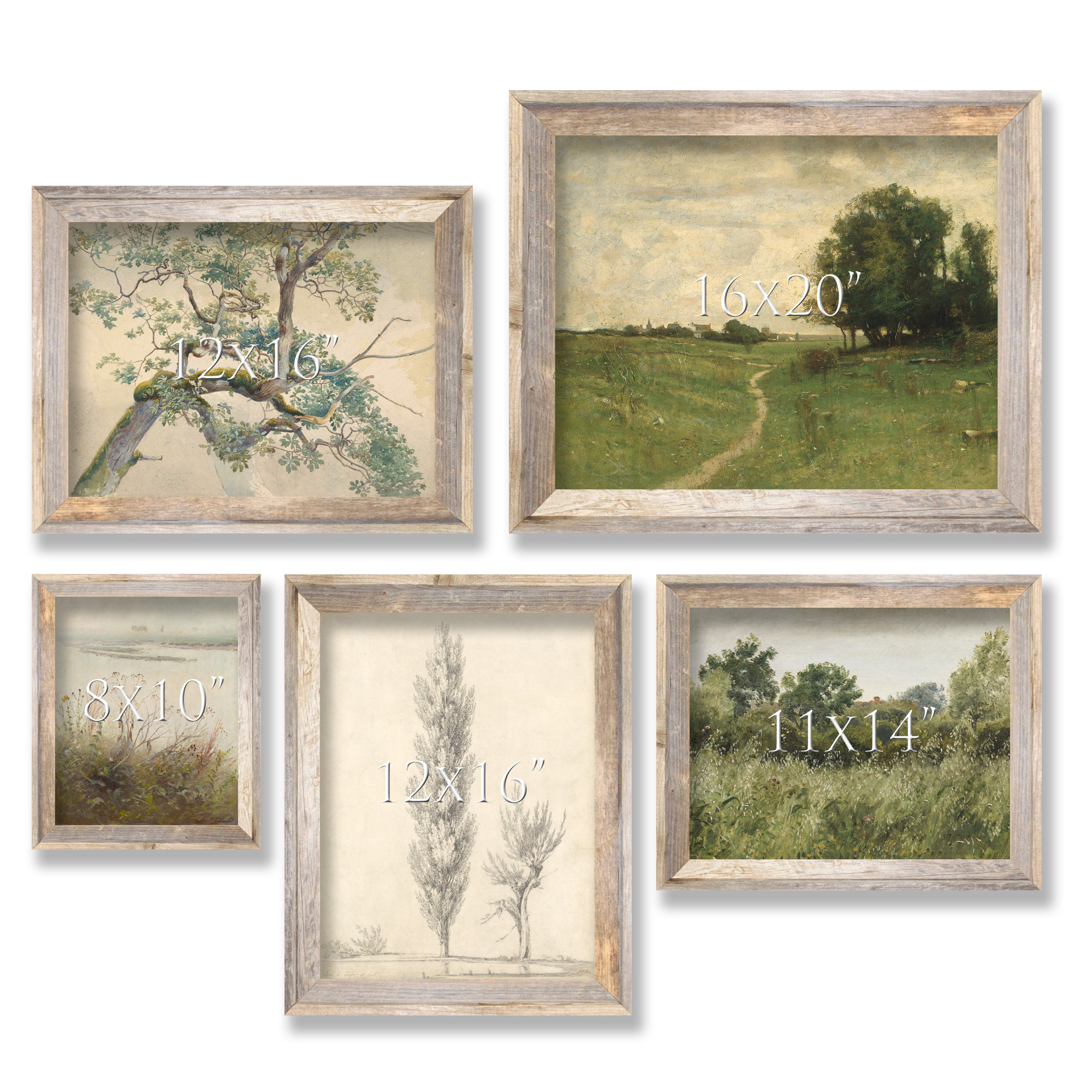 Modern Farmhouse Gallery Wall Set of 5 Neutral French Country Etsy