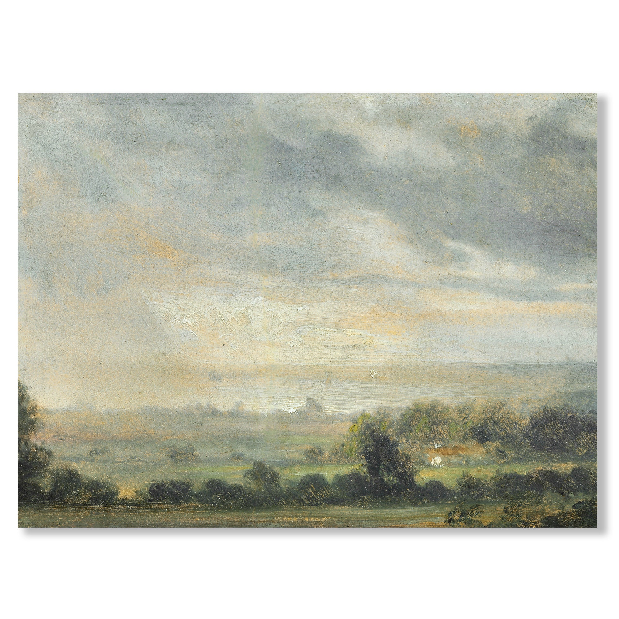 Landscape with Cows Painting Printable Wall Art Digital Download Antique Painting Vintage Art Oil Painting Digital Print Instant Download