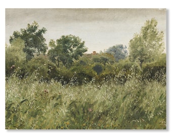 Pintura antigua de un paisaje veraniego en un campo (descarga digital)