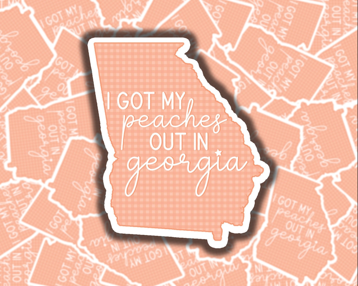 I Got My Peaches Out in Sticker Peach Gingham Etsy