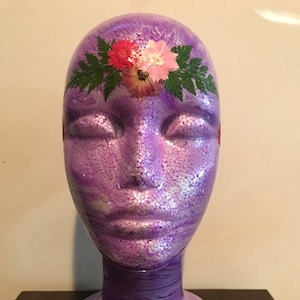 Embellished with Real Flowers - One-Of-A-Kind & Unique Wig Head