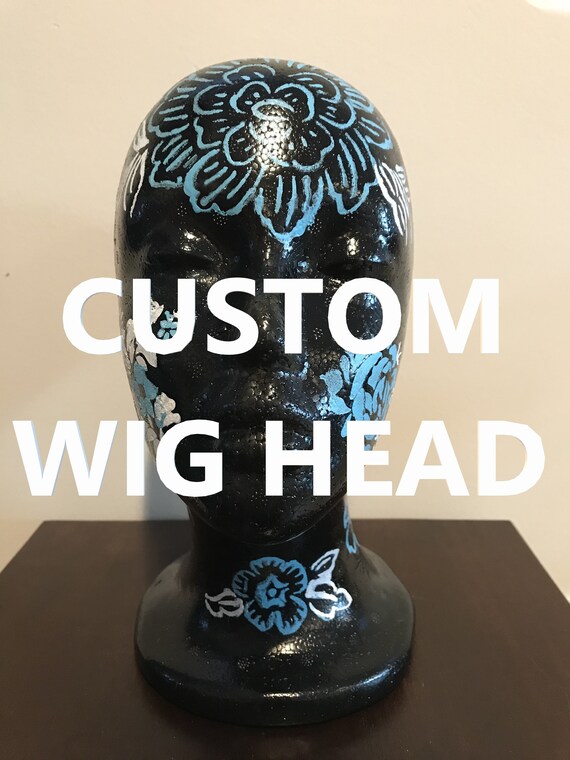 Custom EMBELLISHED Wig Heads: Real Flowers, Stencils, One-of-a