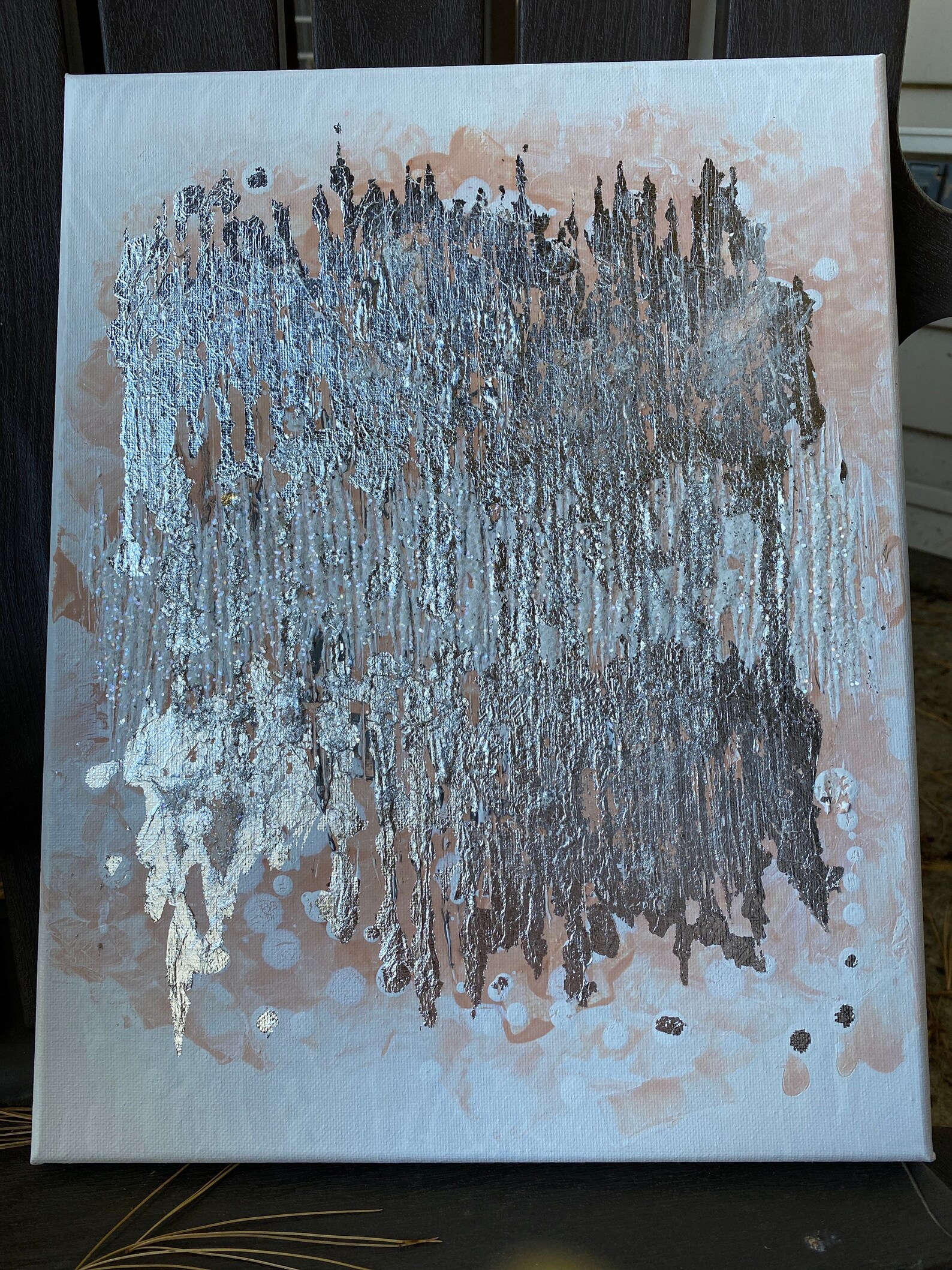 Silver Abstract Painting Etsy