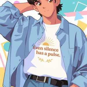Unisex Heavy Cotton Tee - &quot;Even Silence Has A Pulse&quot;, Inspirational Mindfulness T-Shirt, Cosy Casual Gift, Every Day Wear