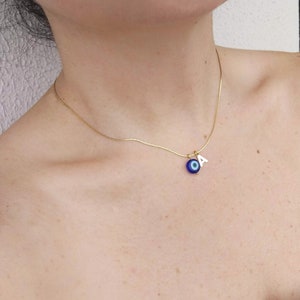 Colar de mau-olhado/Colar de mau-olhado dourado/Colar de mau-olhado prateado/Colar de proteção/Colar de pingente de letra personalizado - Joias personalizadas