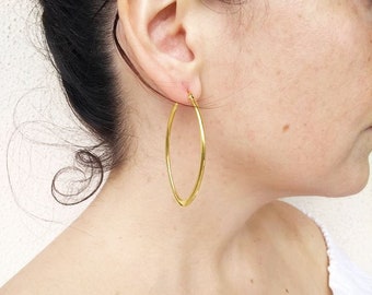 Gold hoop earrings , oval gold hoops , Oval hoop earrings , statement hoops , elegant earrings , birthday gift