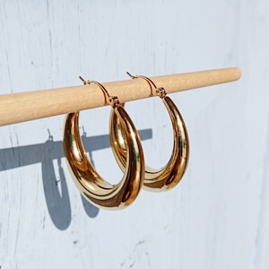 Argolas grossas e grossas de ouro/ Argolas modernas/ Argolas grossas/ Brincos crioulos/ Argolas preenchidas com ouro 18k/ Argolas grossas simples