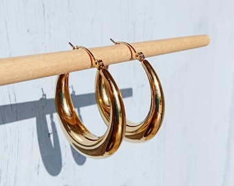 Gold Thick Chunky Hoops/ Modern Hoops/ Chunky Hoops /Creole Earrings/ 18k Gold filled  Hoops/ Simple Thick Hoops