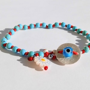 Böses Auge Armband/Blumen Armband/Griechisches Auge Armband/Geschenk für sie/Geburtstagsgeschenk/Geschenk für Glücksbringer/Böser Blick Amulett/Nazar Armband