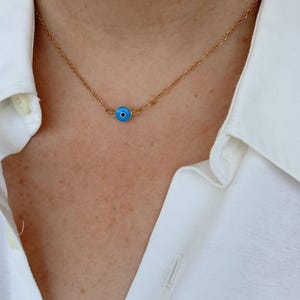 Naszyjnik ze złym okiem/Delikatny naszyjnik/Naszyjnik z greckim okiem/Prezent dla niej/Prezent urodzinowy/Prezent na szczęście/Amulet ze złym okiem/Szybka wysyłka