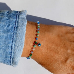 Kleines Auge Armband/Minimal Armband/Griechisch Auge Armband/Geschenk für sie/Geburtstag Geschenk/Geschenk für Glück/Böse Auge Amulett/Nazar Armband