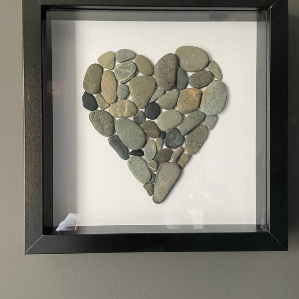 Pebble Heart Art Framed