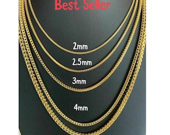 14K Gold Franco Cuban Chain, Men/Woman Necklace, 925 Sterling Silver, 1mm-5mm, Small Chain, Large Chain Size 16-30,Birthday Gift , SALE**