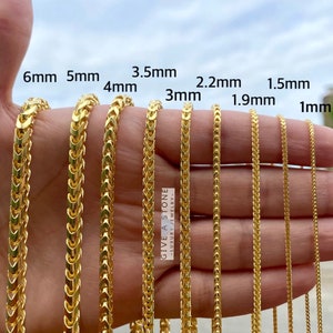 14K Gold Franco Cuban Chain Necklace  925 Silver 16&#39;&#39;, 18&#39;&#39;, 20&#39;&#39;, 22&#39;&#39;, 24&#39;&#39;, 26&#39;&#39;, 28&#39;&#39;, 30&#39;&#39;, 1.5mm, 1.9mm, 2.2mm, 3mm, 3.5mm, 4mm, 5mm