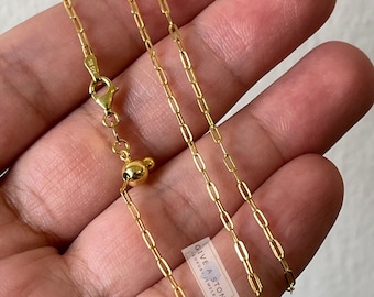 14k Gold Over Sterling Silver Adjustable Paperclip Chain Necklace