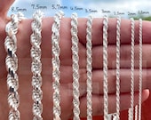 Twisted Rope Chain, SOLID 925 Silver Necklace, Diamond Cut Twisted Rope Chain, SOLID 925 Silver Necklace, Diamond Cut