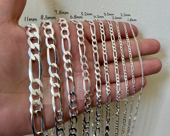 Italian Figaro Chain Bracelet 6.8mm Width Sterling Silver Italian Figaro Chain Bracelet 6.8mm Width Sterling Silver