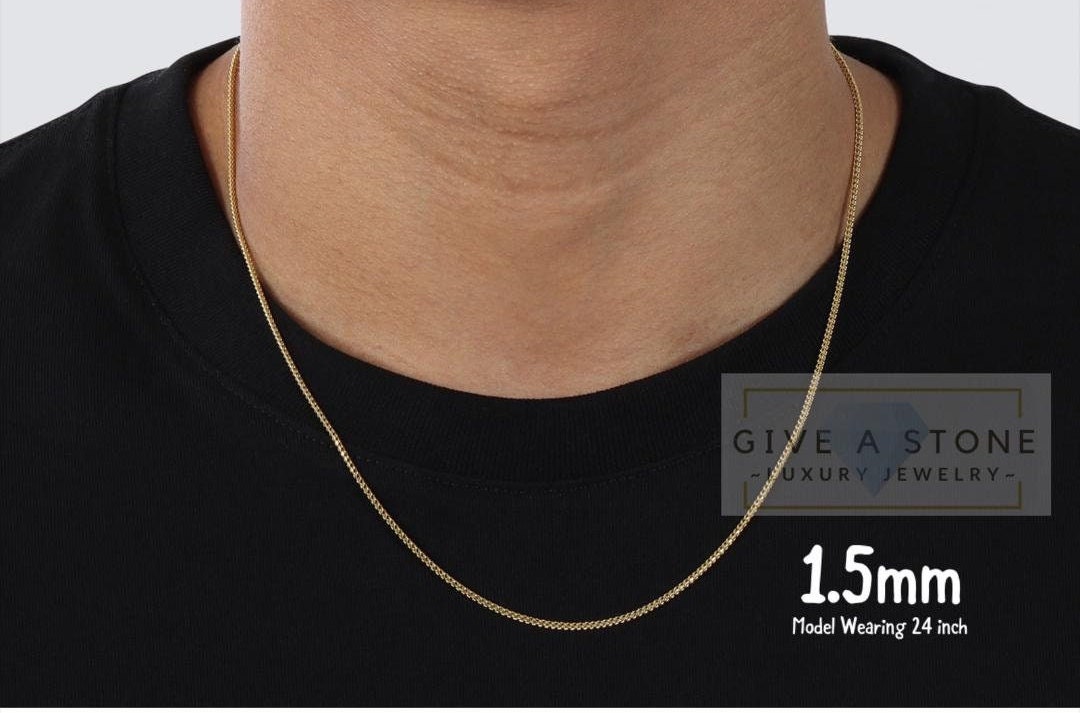 Stainless Steel 14K Gold Franco Link Chain Necklace 24 Inches / Gun Metal