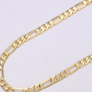 14K Gold Flat Figaro 5.8mm Chain, Everyday Necklace, Over 925 sterling Silver, Italian, Size 16,18,20,22,24,26,28,30, Gift For Him,Her, SALE