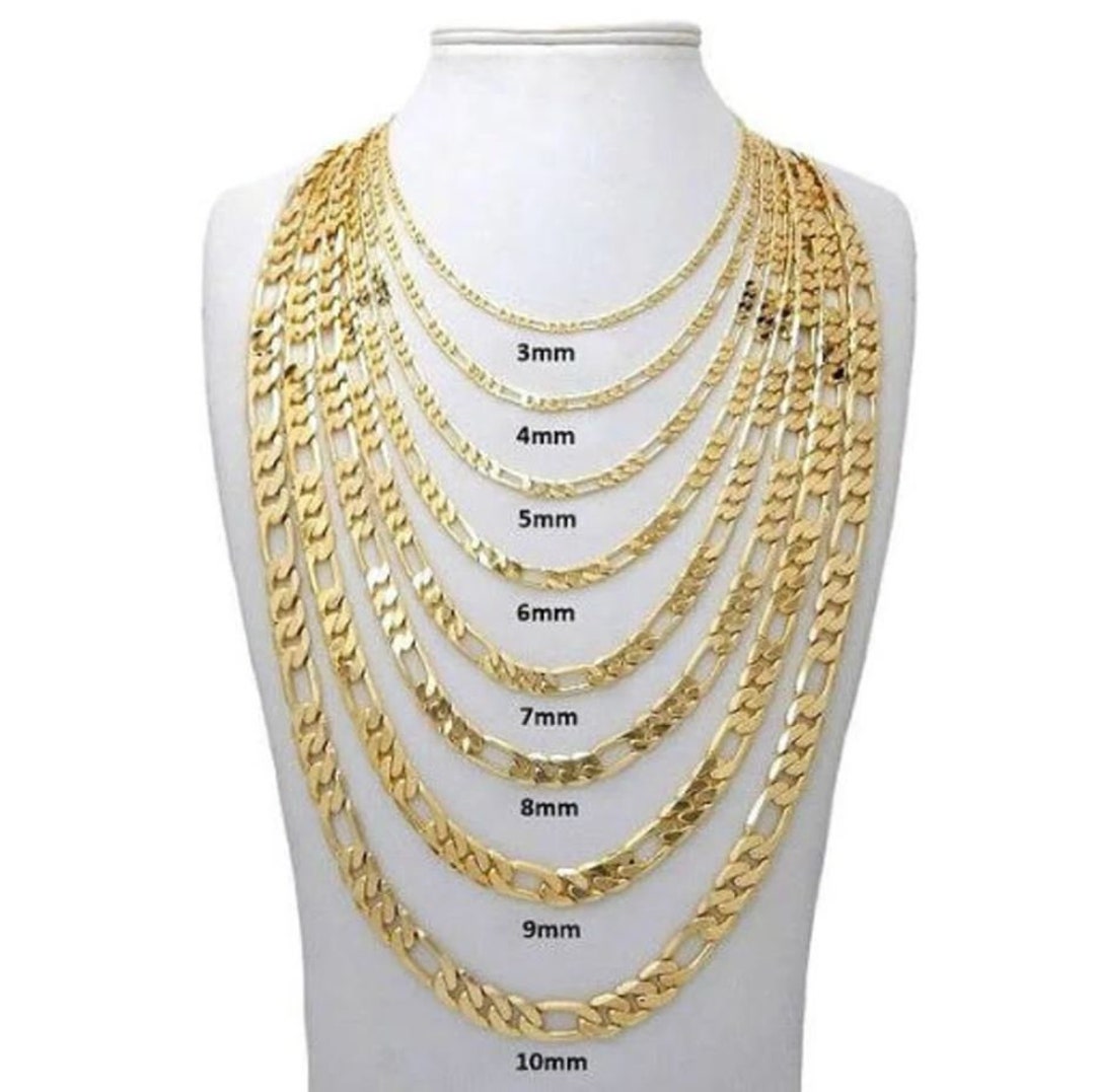 Collana Uomo Figaro In Oro 14k Placcato - Maglia Catena 3mm A 7mm Collana Uomo Figaro In Oro 14k Placcato - Maglia Catena 3mm A 7mm