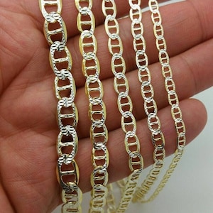 14k Gold Pave Mariner Chain, Mens, Everyday Chain, Thick Necklace, Over 925 Sterling Silver, 3.3mm-10mm, 16-30 Inch, Gift, Him, SALE