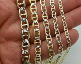 14k Gold Plated Mariner Chain Over Sterling Silver - 3.3mm to 10mm