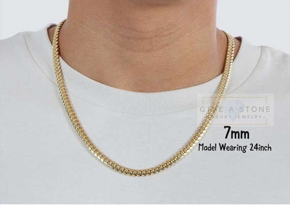 14K Gold, Miami Cuban Chain, Solid, Over 925 Sliver ,1.8mm-8mm