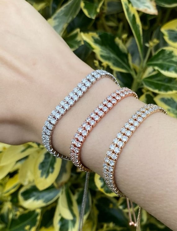 Tennis Bracelets For Women White Gold Plated Diamond Cubic Zirconia Bracelet  Girls Dainty Adjustable Bracelet Jewelry | Fruugo AE