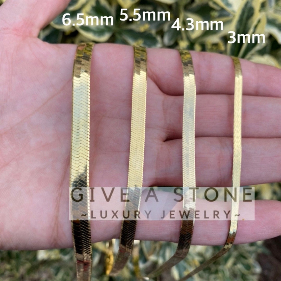 14K Gold Over Silver Herringbone Chain Necklace, Choker, 16