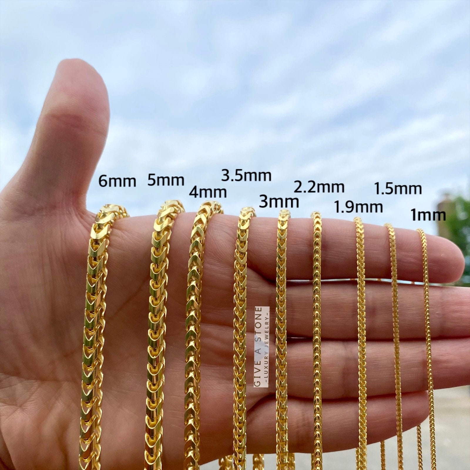 14K Gold Franco Cuban Chain Necklace 925 Silver 16 Etsy a-chain-thickness-guide-for-men-photos-and-examples-cladright
