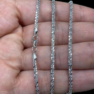 925 Sterling Silver, Sparkle Glitter Margarita Twisted Roc Chain, Dainty, Layered, Diamond Cut, Italian 1.5mm-2.8mm, Sizes 16-24, GIFT, SALE