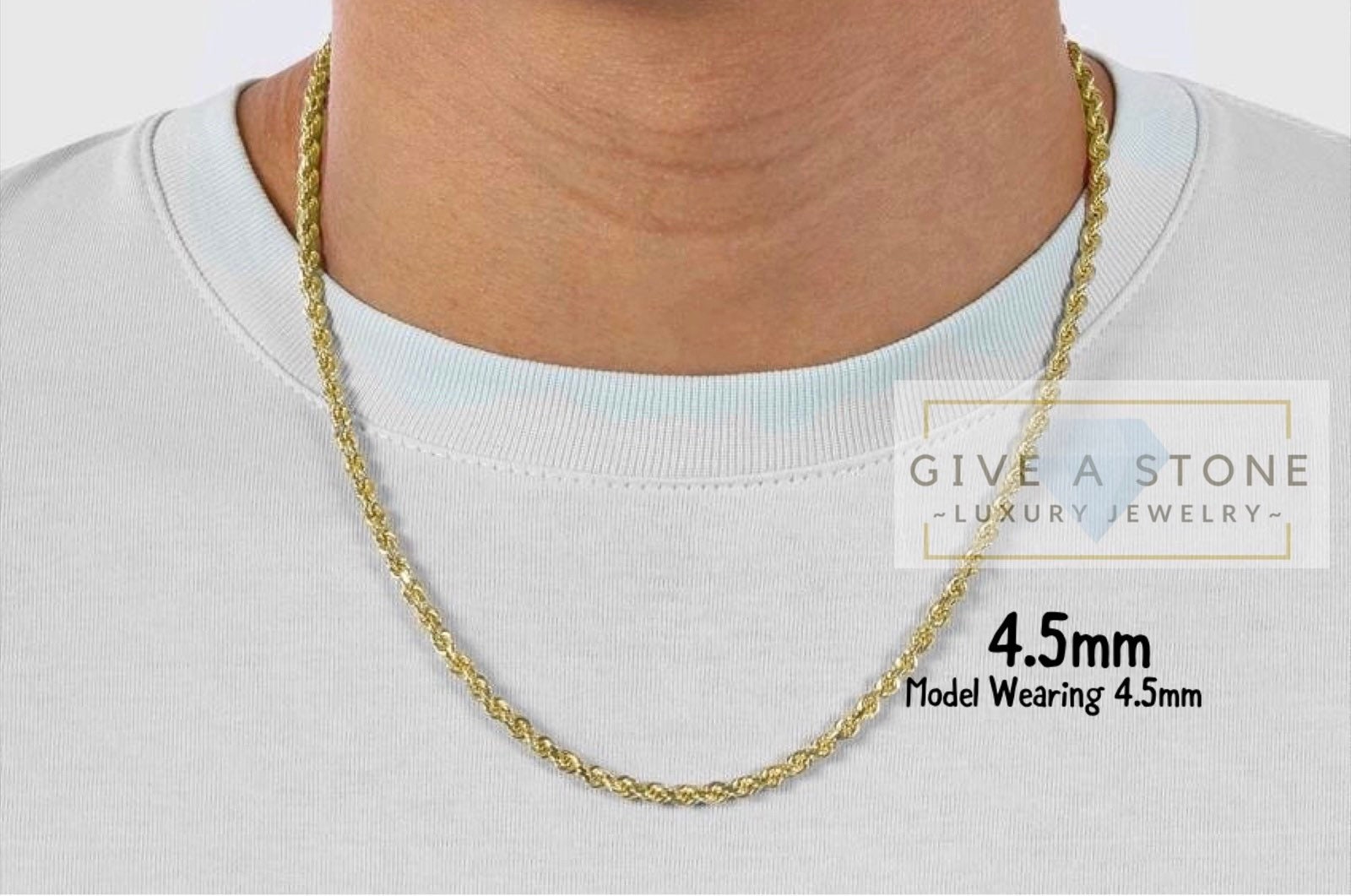 14K Gold Diamond Twist over 925 Sterling Silver Rope 1.2mm 1.5mm 1.8mm 2.3mm  3mm 3.5mm 4mm 4.5mm 5.5mm 6.5mm,Everyday Chain, Gift, Sale