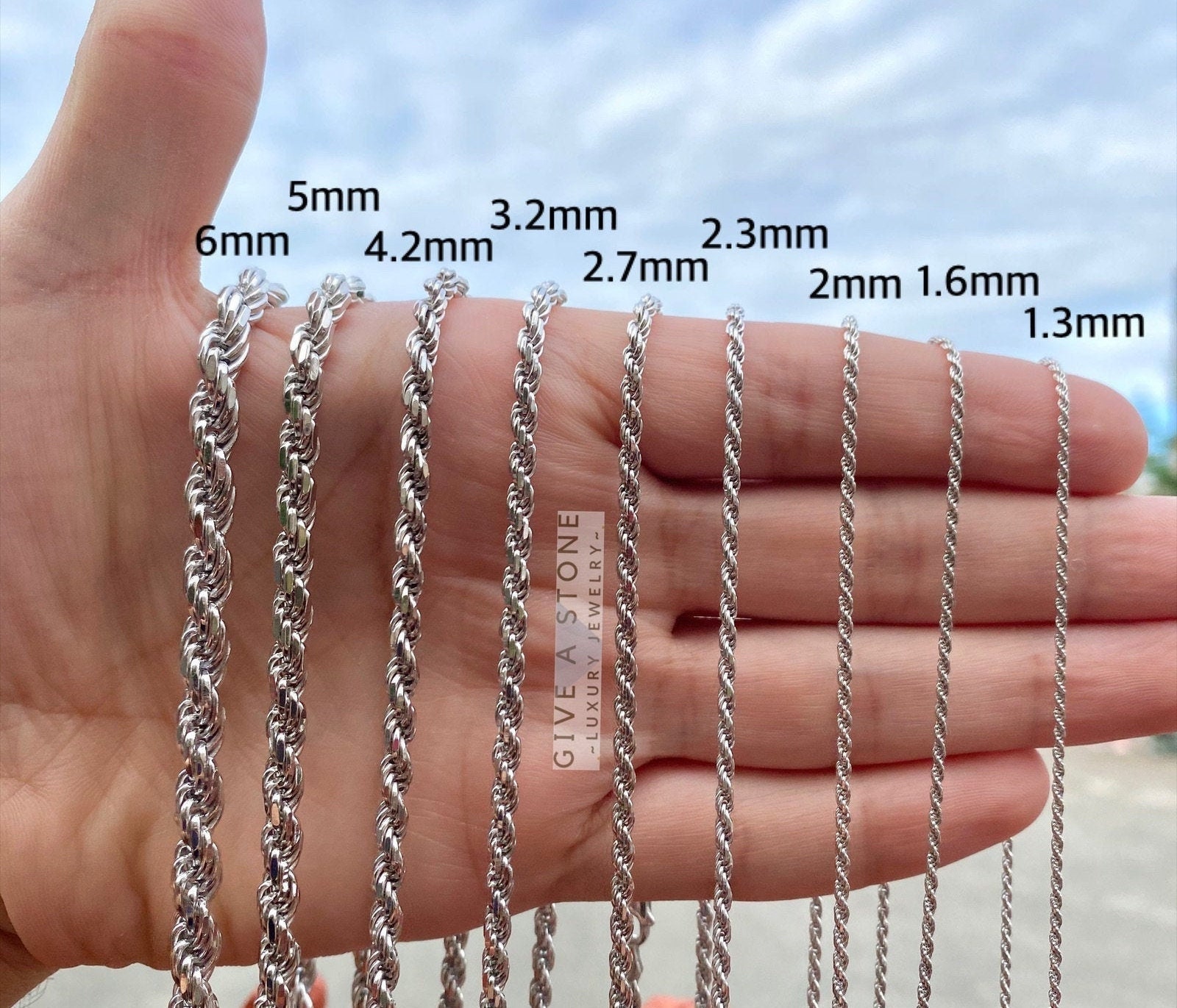 Silver Necklace Twisted Rope Chain , Everyday Chain, High Polished , 925  Solid Sterling Silver, Necklace, 1.3-5mm, Size 16-30, GIFT, SALE 