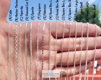 925 SOLID Silver Adjustable Chain, Any Size Up to 24inch , Singapore, Sparkle, Wheat, Rope, Valentino, Gift, BEST SELLER!!