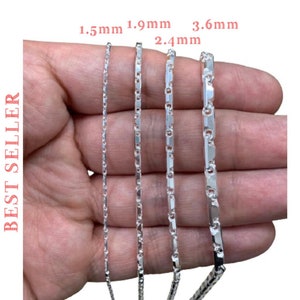 Diamond Cut Heshe Necklace .925 Sterling Silver Rhodium Chain, 1.5mm, 1.9mm, 2.4mm, Size 16-24 Inches Men's Gift, Woman's Gift, Sale