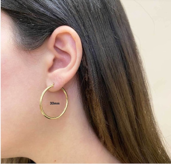 Sterling Silver Yellow Gold Plated 55mm x 2mm Hoop Earrings Sterling Silver Yellow Gold Plated 55mm x 2mm Hoop Earrings