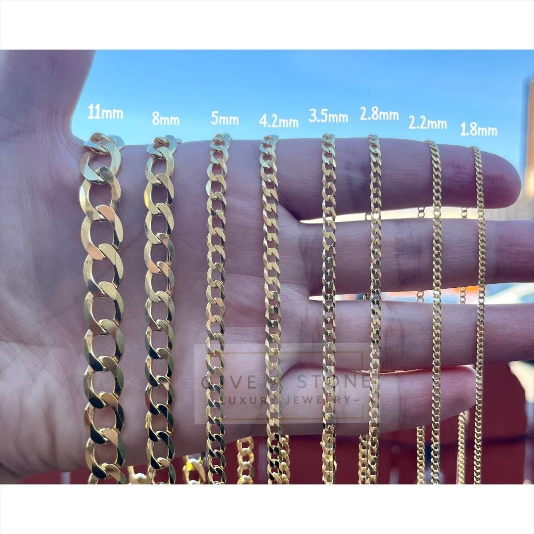 14K Gold Thin Dainty  Curb Chain Necklace, Thick Thin Gold Chain, Man/Woman Chain, 1.8mm-11mm Over Solid 925 Sterling Silver, Gift, SALE