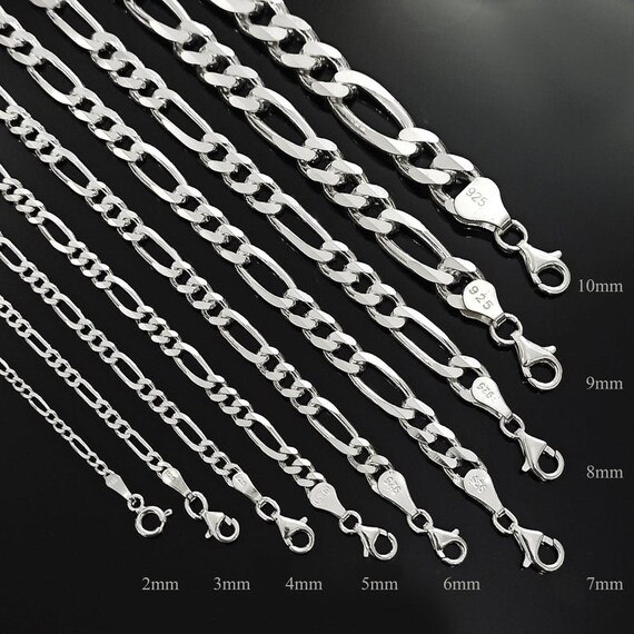 Italian Figaro Chain Bracelet 6.8mm Width Sterling Silver Italian Figaro Chain Bracelet 6.8mm Width Sterling Silver