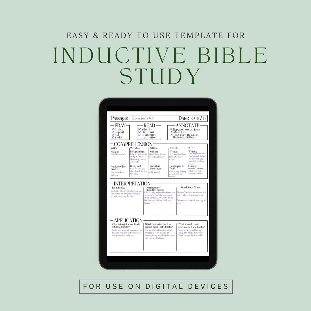 Inductive Bible Study Template |three Sizes: A5, B5, Letter | - Etsy