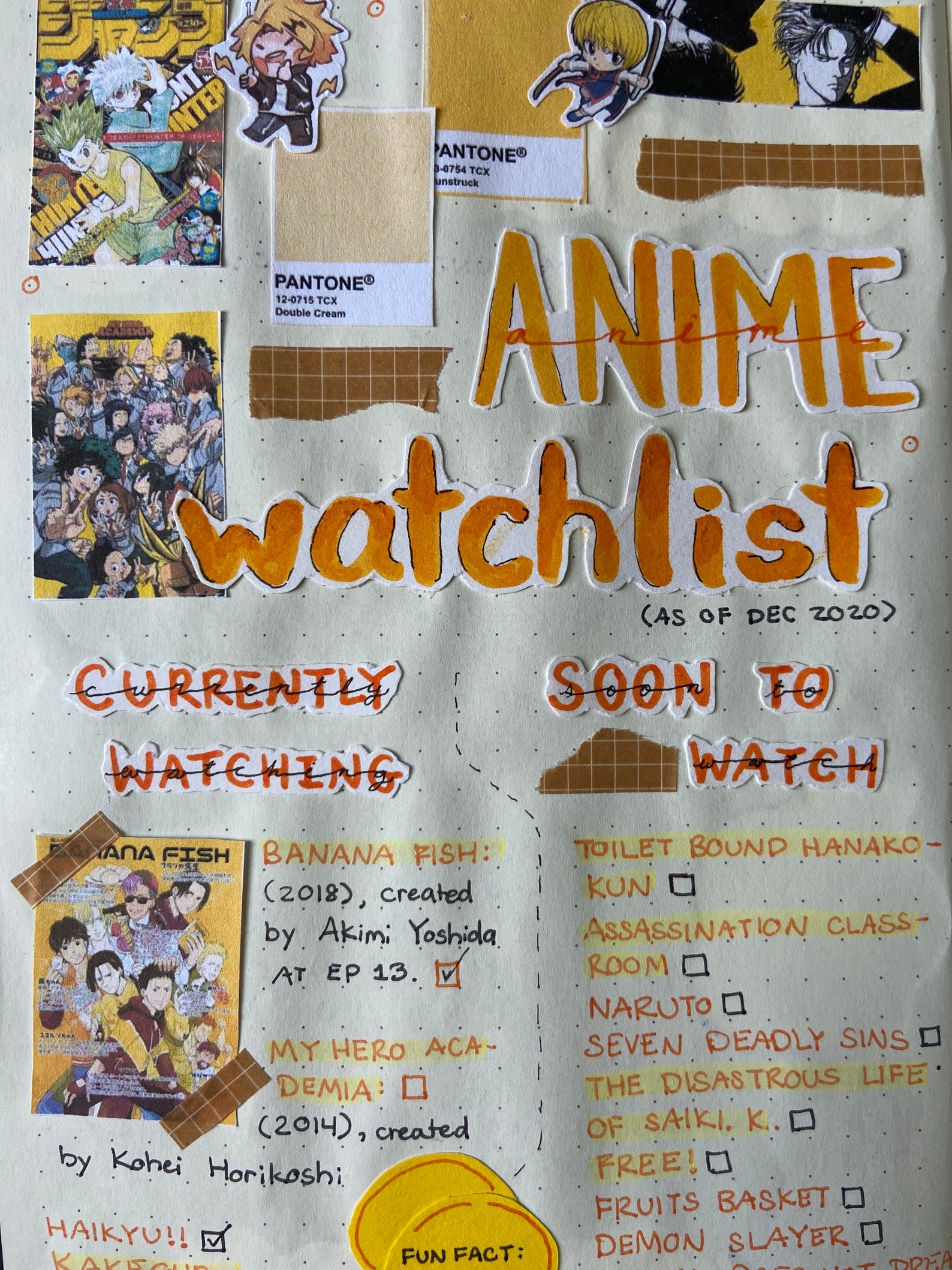Custom Anime Watchlist Spread A5 Grid/dotted Paper // READ Etsy